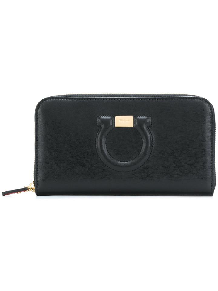 Salvatore Ferragamo Gianco Zip Around Purse - Black