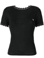 Philipp Plein Lace Crochet Trimmed Top - Black
