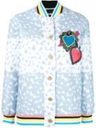 House Of Holland Heart Varsity Bomber Jacket, Women's, Size: 10, Blue, Cotton/polyester/polyamide/rayon