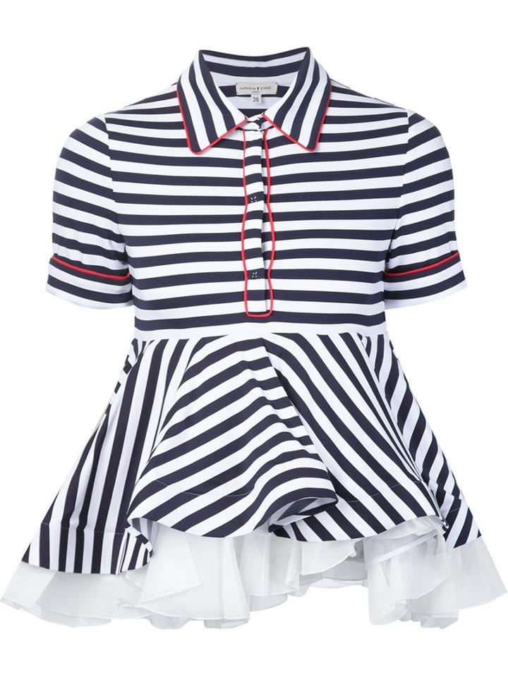 Natasha Zinko Striped Peplum Blouse