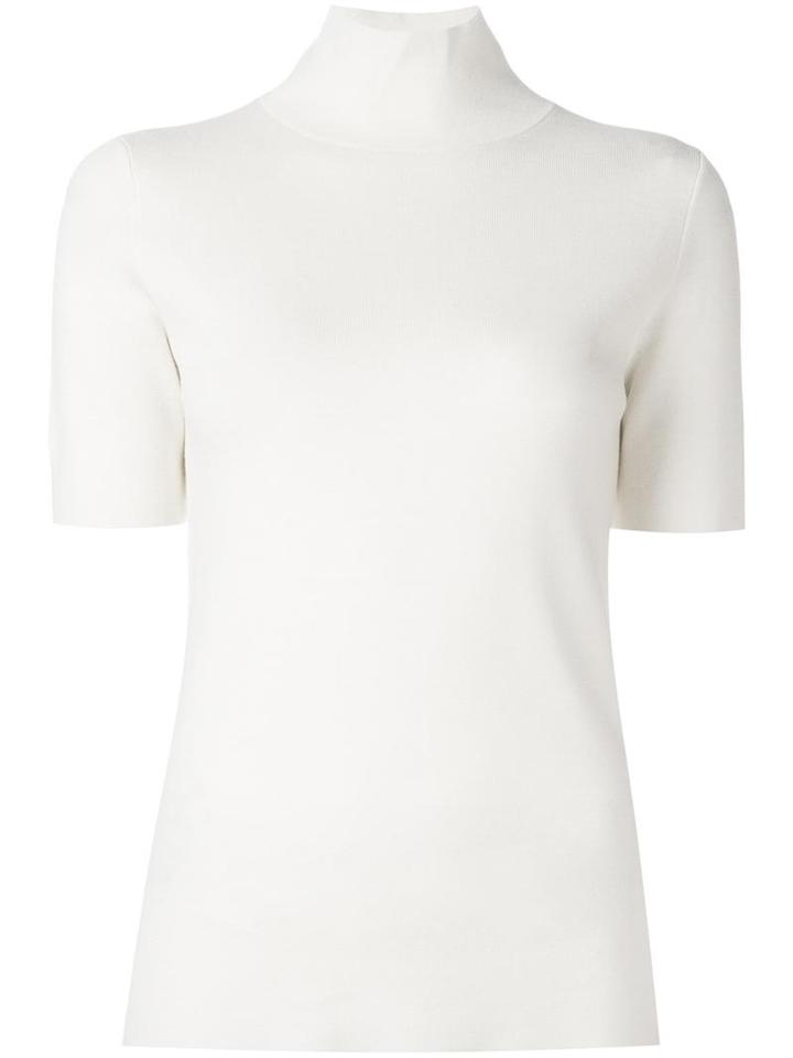 Allude Shortsleeved Turtleneck Sweater, Women's, Size: Small, White, Virgin Wool