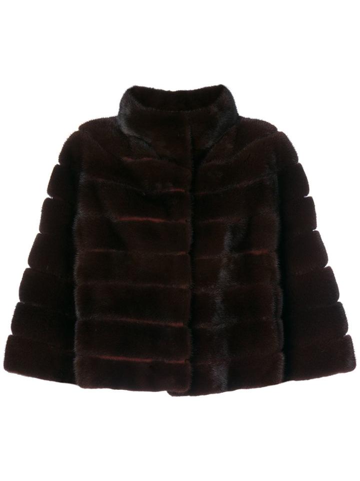 Yves Salomon Fitted Fur Jacket - Red