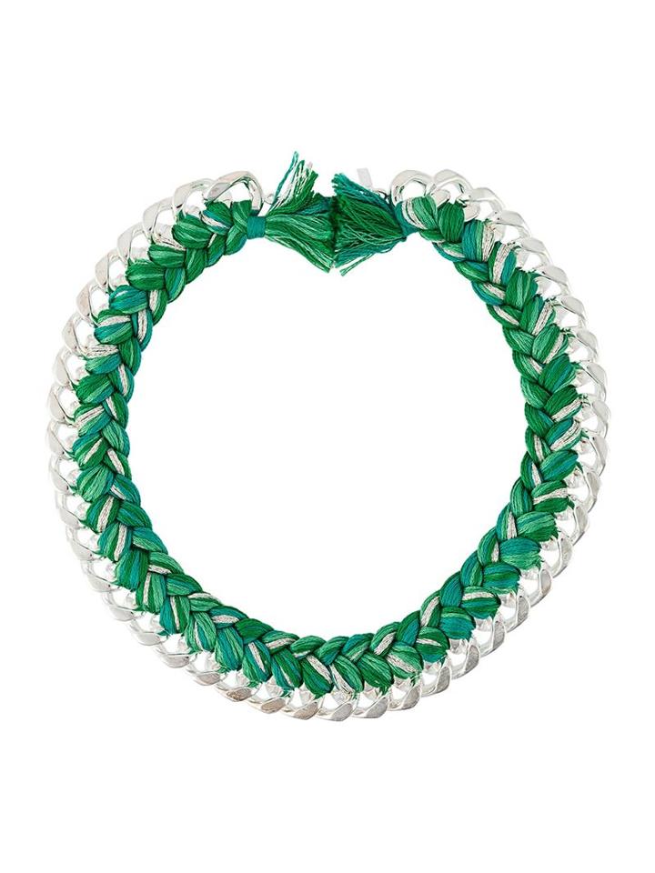 Aurelie Bidermann Do Brasil Necklace, Women's, Green, Silver/cotton