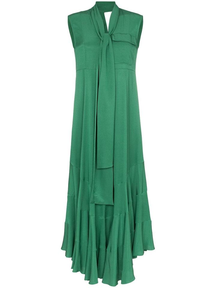 Golden Goose Deluxe Brand Daisy Voluminous Necktie Maxi Dress - Green