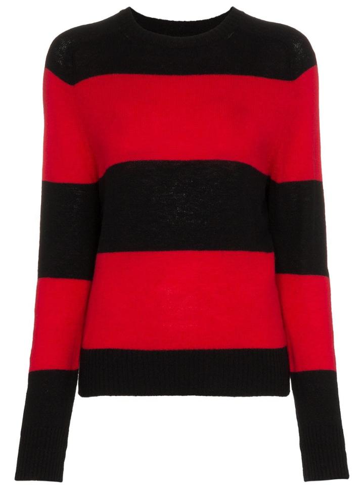 Re/done Striped Long Sleeve Crew Neck Jumper - Black
