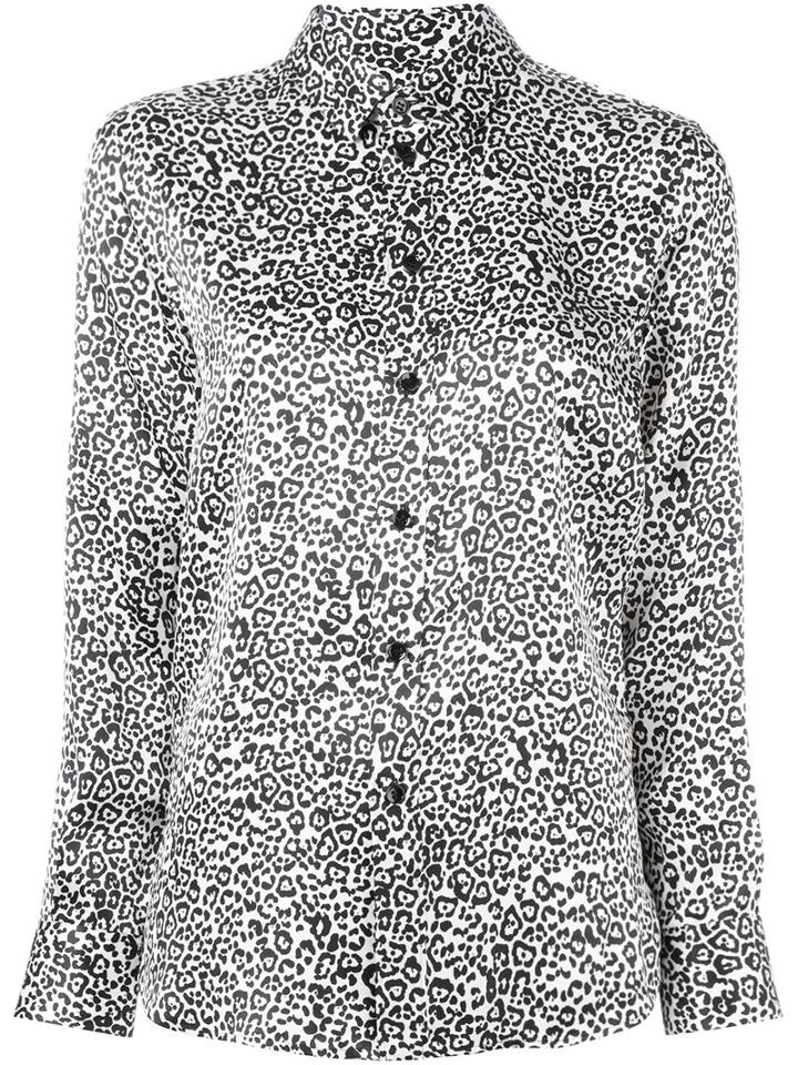 Saint Laurent Leopard Print Shirt, Women's, Size: 38, Black, Silk