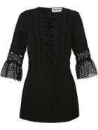 Self-portrait Bell Sleeve Shift Dress, Women's, Size: 10, Black, Cotton/polyamide/polyester