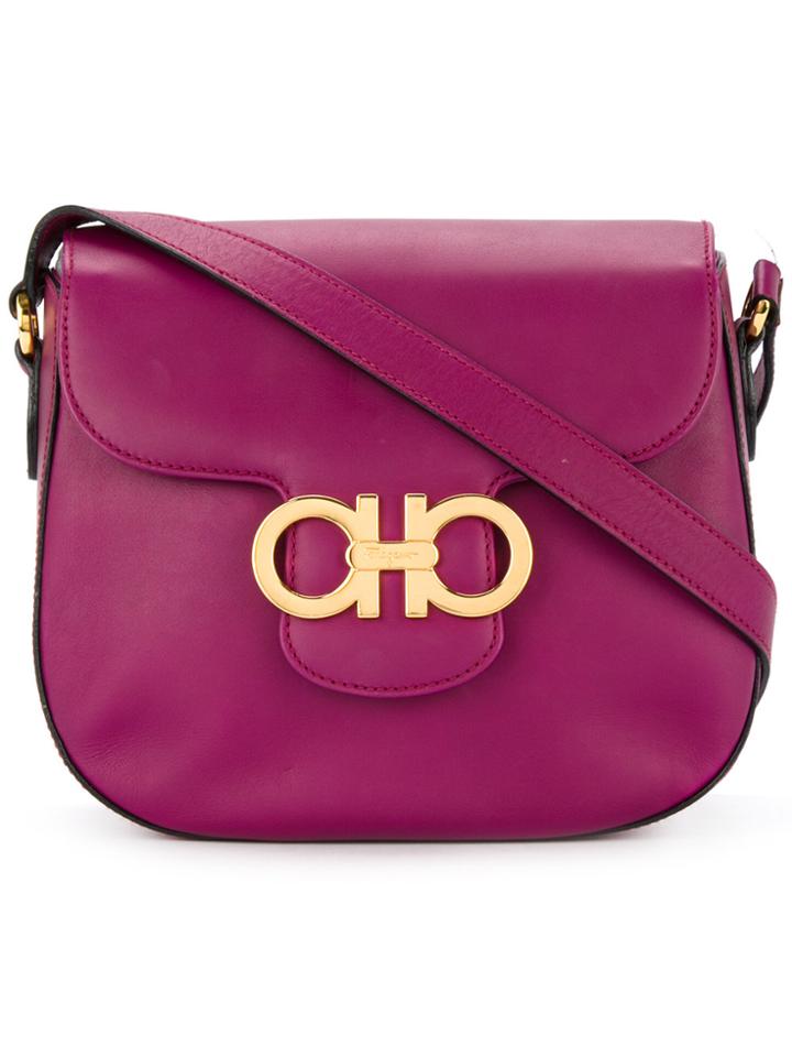 Salvatore Ferragamo Vintage Crossbody Satchel Bag - Pink & Purple