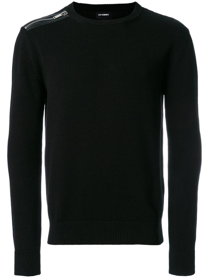 Les Hommes Zipped Detail Jumper - Black