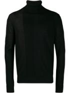 Emporio Armani Roll Neck Ribbed Panel Sweater - Black