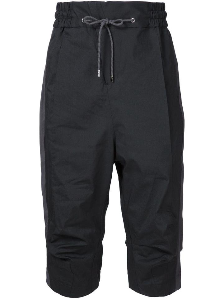 Devoa Cropped Drawstring Trousers - Black