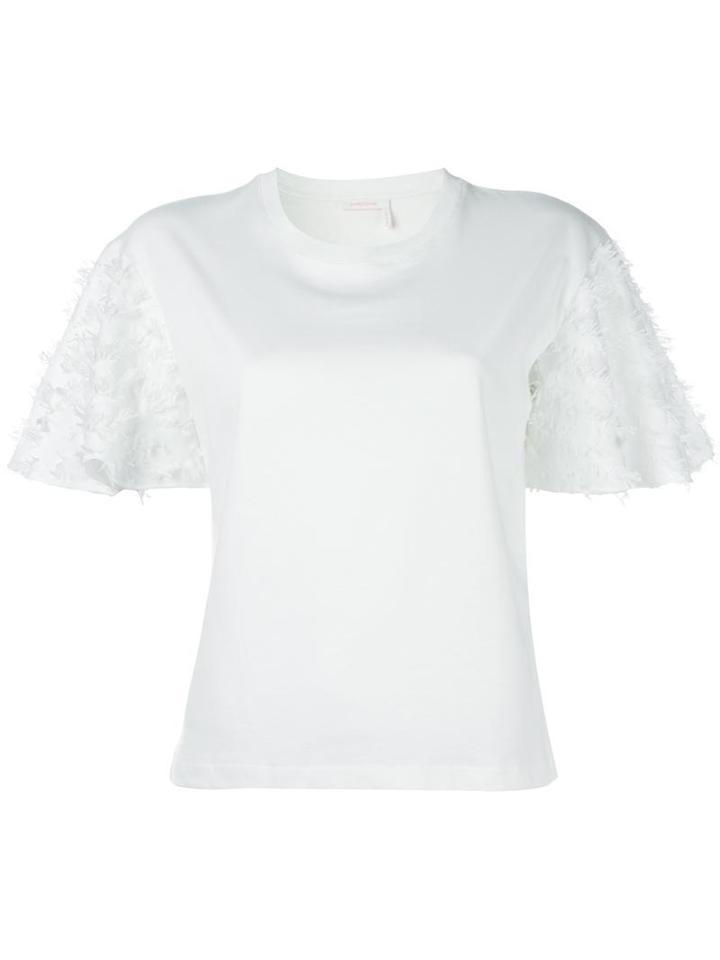 See By Chloé Fringed T-shirt, Women's, Size: Medium, White, Cotton/viscose/polyamide