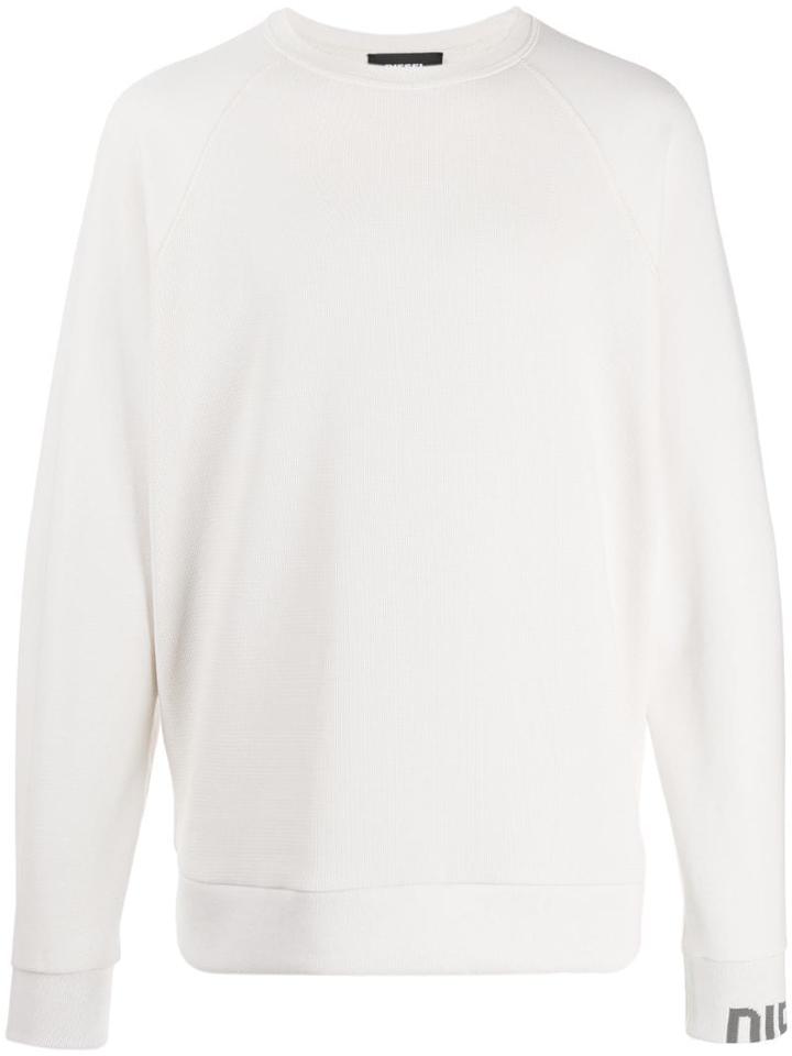 Diesel Logo Cuff Sweatshirt - White