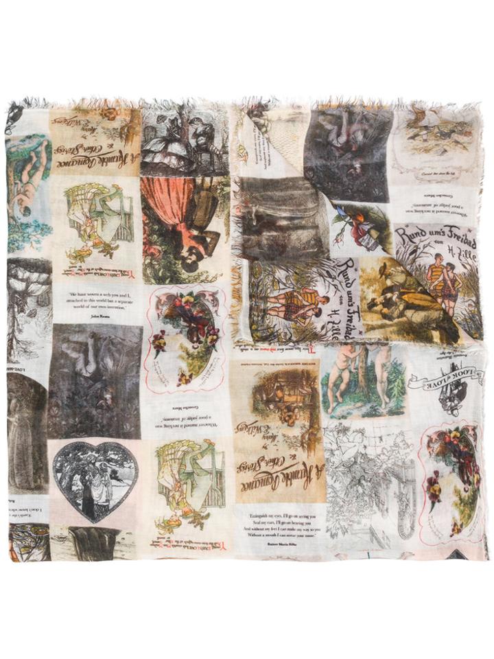 Faliero Sarti Frayed Hem Printed Scarf - Nude & Neutrals