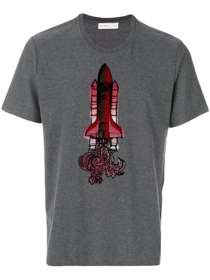 Etro - Rocket Print T-shirt - Men - Cotton - M, Grey, Cotton