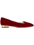 Charlotte Olympia Pointed Cat Ballerina Shoes - Red