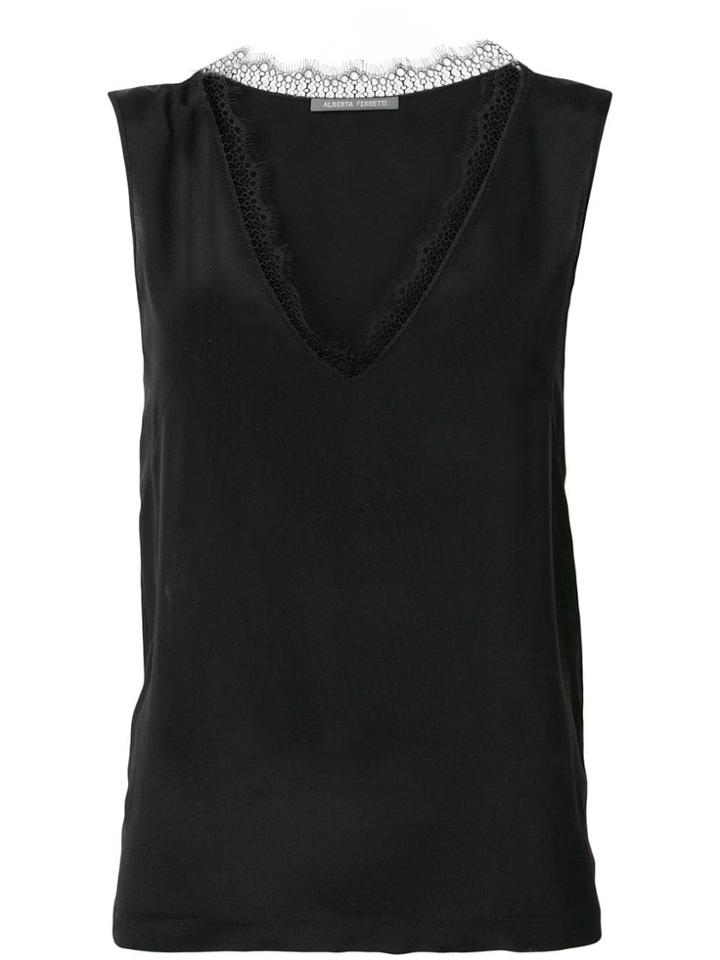 Alberta Ferretti Lace Trimming Blouse - Black