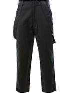 Aganovich - Cropped Suspender Trousers - Men - Cotton - 48, Black, Cotton