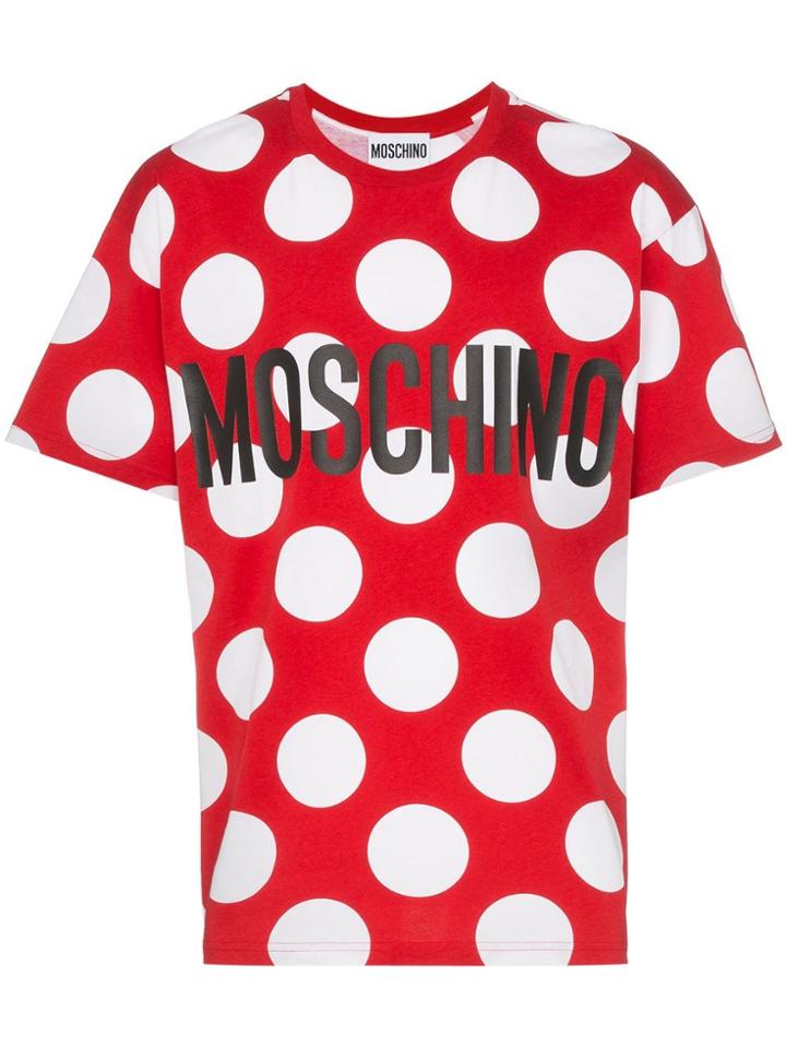Moschino Dot Logo Cotton T-shirt - Red