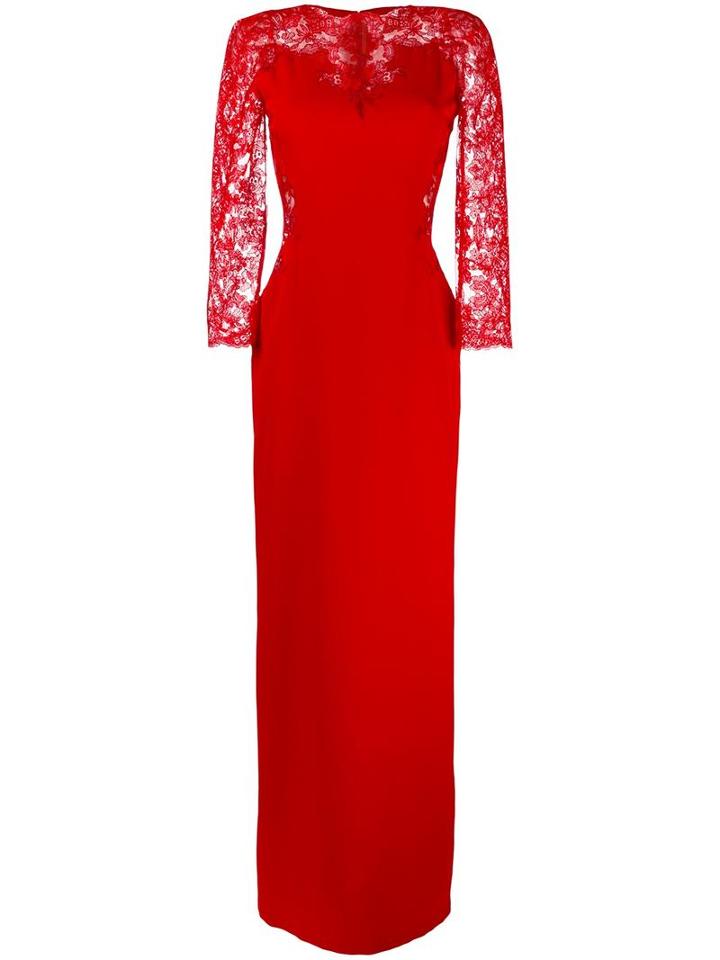 Ermanno Scervino Lace Details Gown, Women's, Size: 46, Red, Polyester/spandex/elastane