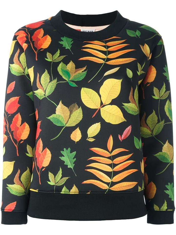 Arthur Arbesser 'plants' Print Sweatshirt, Women's, Size: 40, Black, Cotton/polyester/spandex/elastane