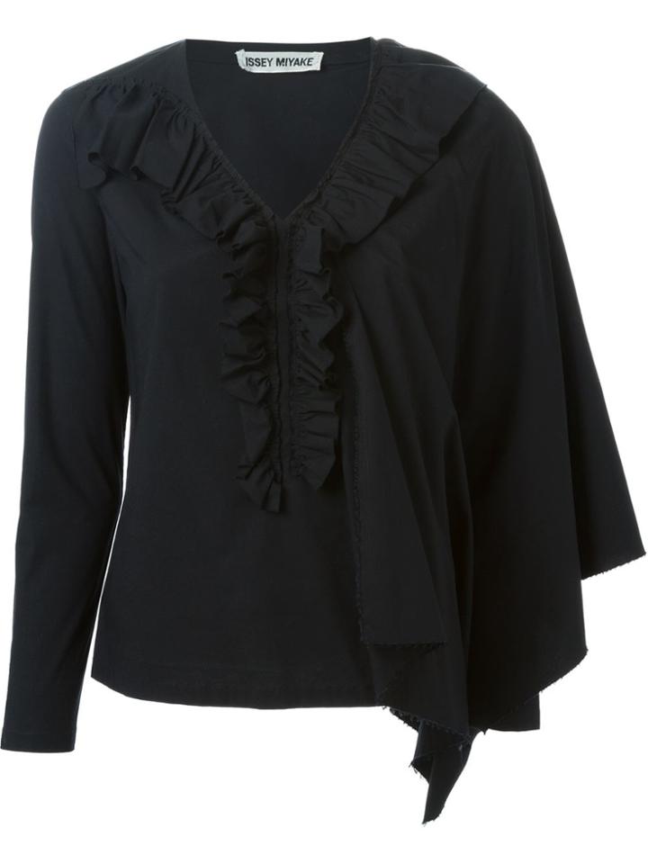 Issey Miyake Vintage Cape Detail Blouse - Black