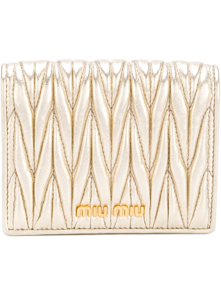 Miu Miu Quilted Wallet - Nude & Neutrals