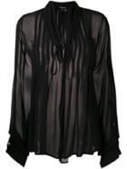 Ann Demeulemeester Pintucked Chiffon Blouse - Black