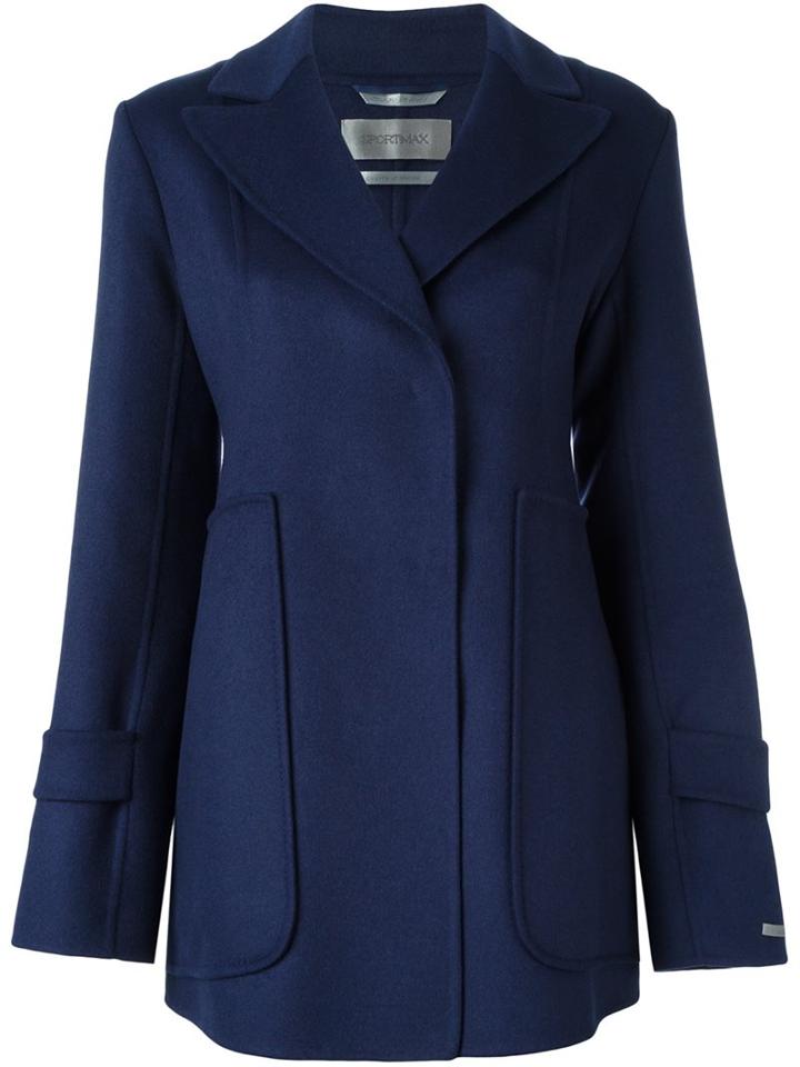 Sportmax Classic Coat, Women's, Size: 42, Blue, Cupro/viscose/angora/virgin Wool
