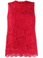 Dolce & Gabbana Sleeveless Lace Top - Red