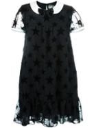 Saint Laurent Star Motif Babydoll Dress, Women's, Size: 36, Black, Polyester/acetate/viscose/silk