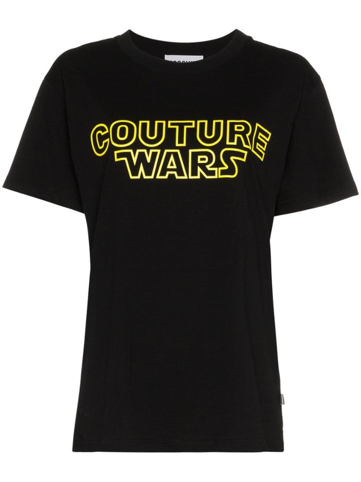 Moschino Cotton T-shirt With Front Slogan - Black