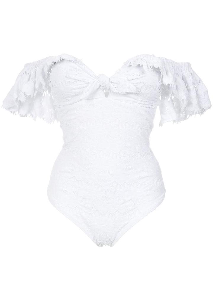 Amir Slama Texture Ruffled Swimsuit - White