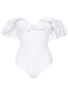 Amir Slama Texture Ruffled Swimsuit - White