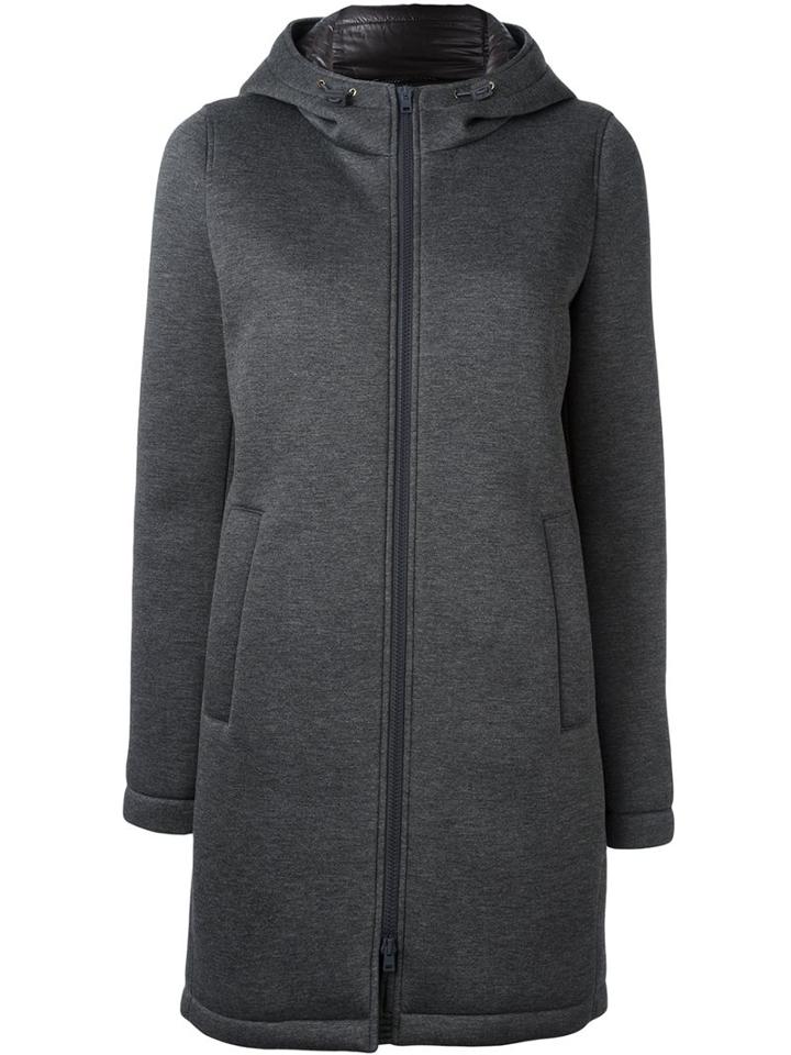 Herno Zip Up Coat, Women's, Size: 40, Grey, Viscose/polyamide/polyester
