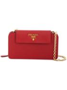 Prada Saffiano Wallet Clutch Bag - Red