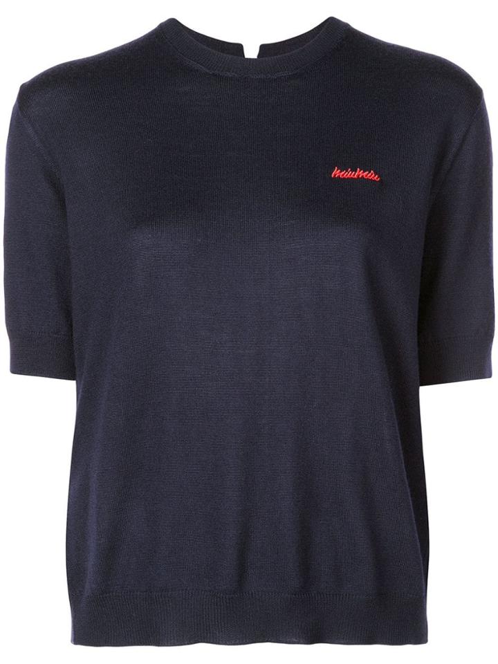 Miu Miu Embroidered Logo Knitted Top - Blue