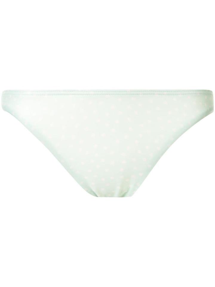 Peony Polka Dot Print Bikini Bottoms - Green