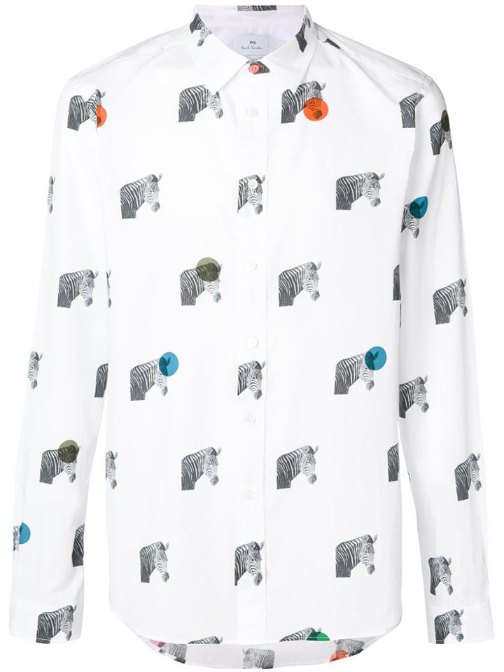 Ps By Paul Smith Zebra Print Fitted Shirt - White