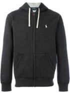 Polo Ralph Lauren Logo Embroidered Zip Hoodie, Men's, Size: Xl, Grey, Cotton/polyester