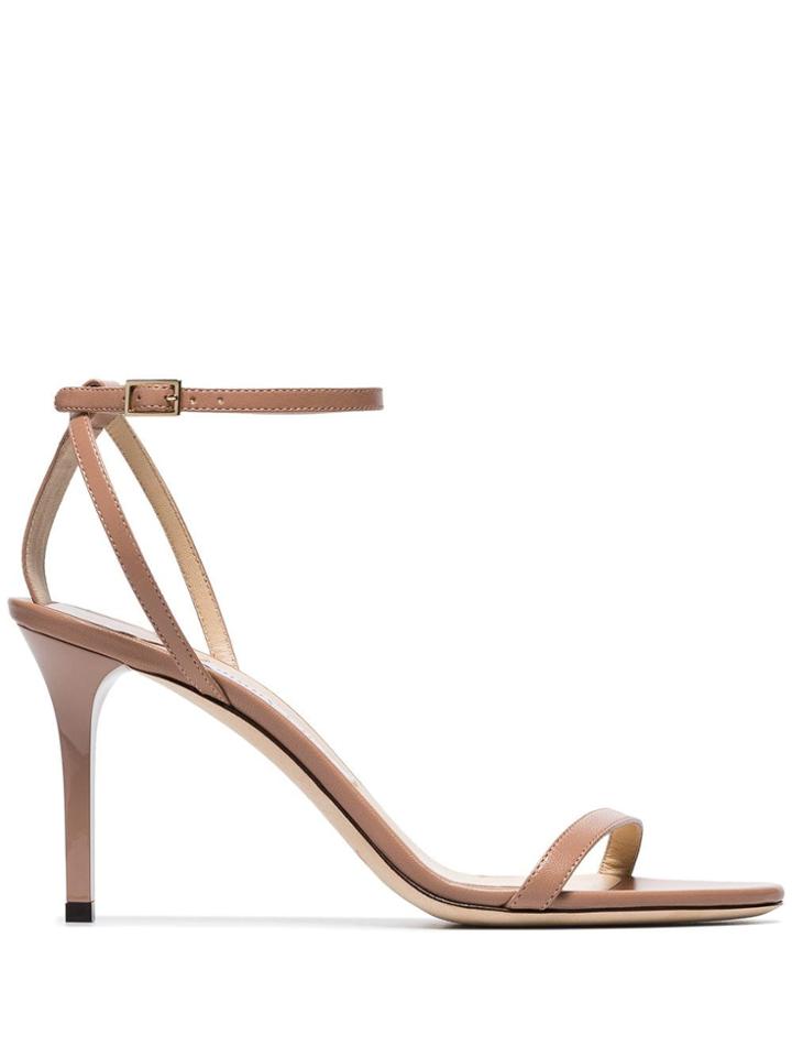 Jimmy Choo Pink Minny 85 Strappy Leather Sandals - Neutrals