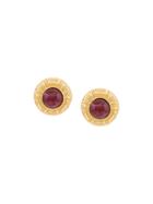 Christian Dior Vintage 1970s 18kt Gold Plated Brass Ruby Clip-on