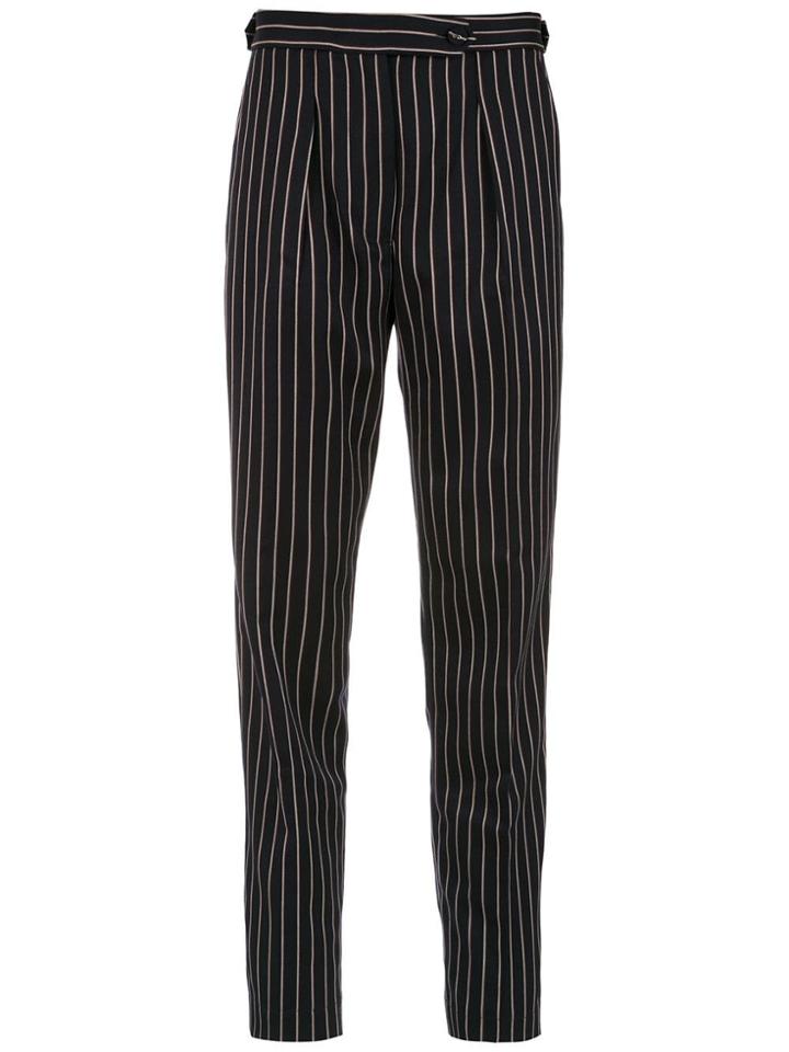 Reinaldo Lourenço Pinstripe Straight Trousers - Black