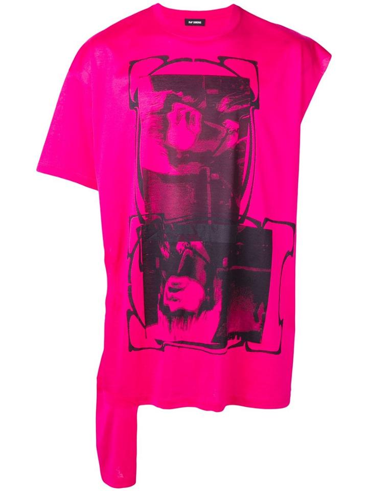 Raf Simons Asymmetric Photo Print T-shirt - Pink