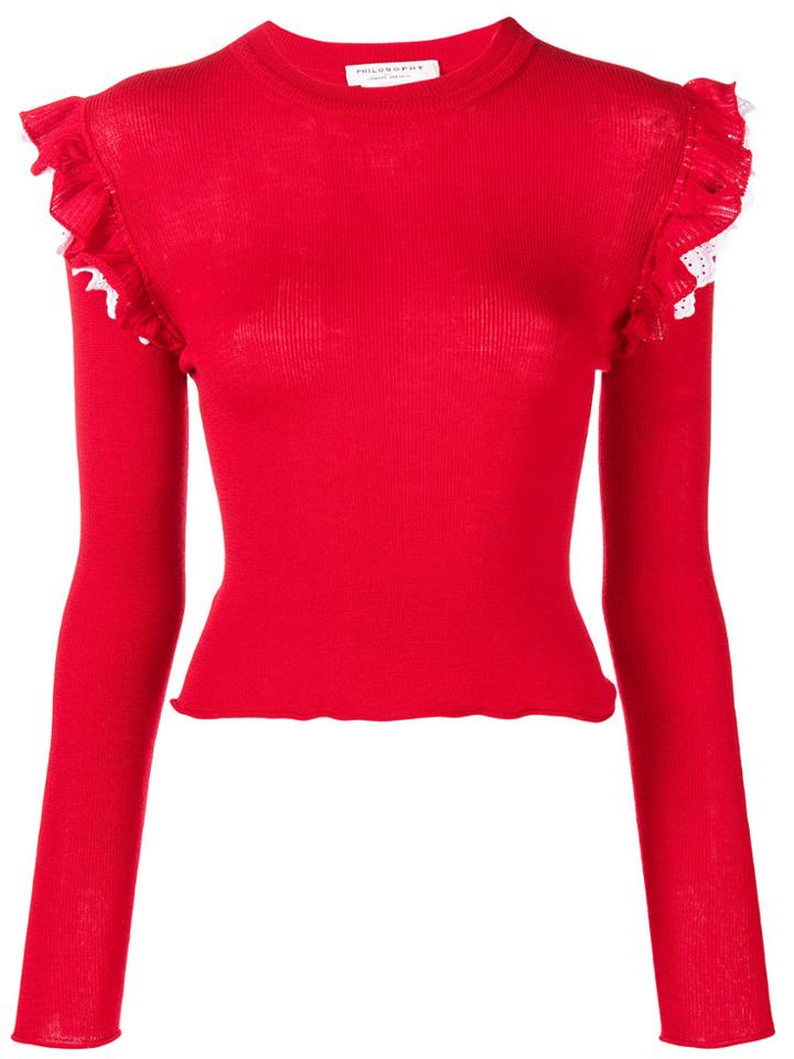Philosophy Di Lorenzo Serafini Contrast Ruffle Jumper - Red