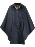 Mackintosh Mintlaw Navy Cotton & Virgin Wool Reversible Hooded Poncho