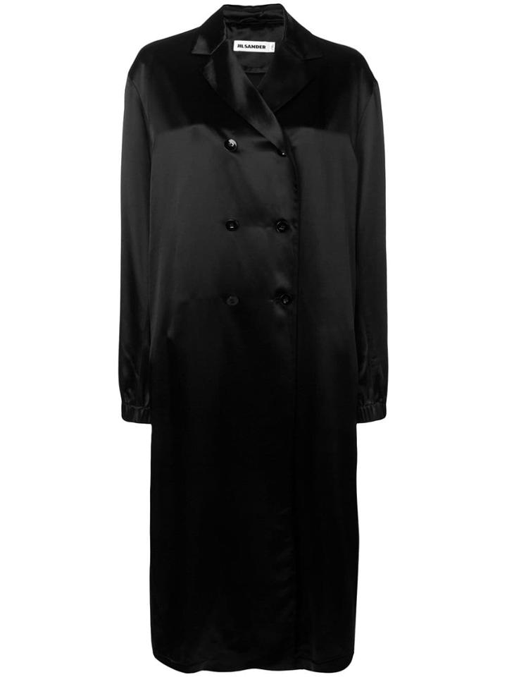 Jil Sander Groove Double Breasted Coat - Black