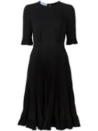 Prada Pleated Short Sleeve Dress, Women's, Size: 40, Black, Polyester/acetate
