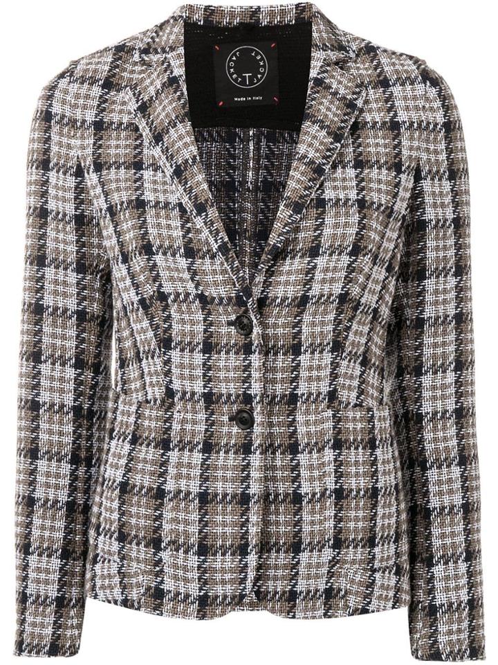 T Jacket Houndstooth Fitted Blazer - Green