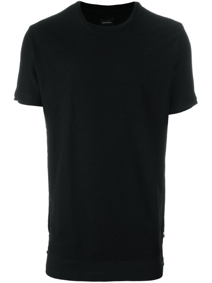 Diesel Layered Hem T-shirt, Men's, Size: Large, Black, Polyester/cotton
